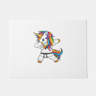 Dabbing Unicorn Karate Taekwondo Kids Girls Martia Doormat