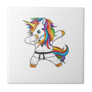 Dabbing Unicorn Karate Taekwondo Kids Girls Martia Tile