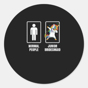 Dabbing Unicorn Kids Junior Bridesmaid Wedding Sun Classic Round Sticker