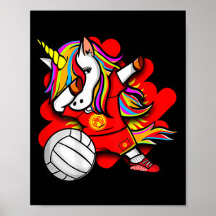 Dabbing Unicorn Kyrgyzstan Volleyball Fans Jersey  Poster