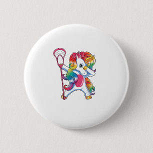 Dabbing Unicorn Lacrosse Funny Lax Player T-Shirt 6 Cm Round Badge
