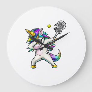 Dabbing Unicorn Lacrosse Shirt Kids Unicorn Gifts Large Clock