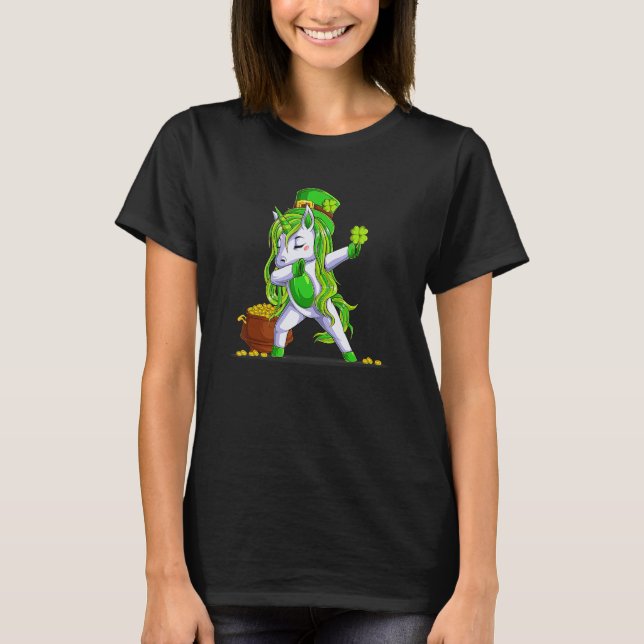 Dabbing Unicorn Leprechaun Lepricorn St Patricks D T-Shirt (Front)