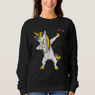 Dabbing Unicorn Mardi Gras Funny Girls Kids Dab Sweatshirt