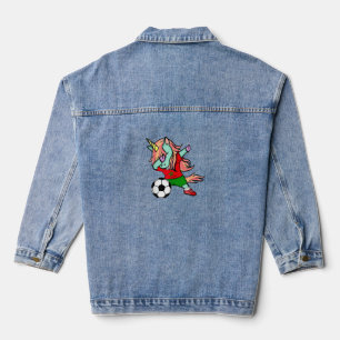 Dabbing Unicorn Morocco Soccer Fans Jersey Morocca Denim Jacket