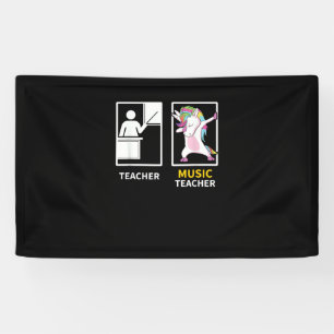 Dabbing Unicorn Music Teacher Gift T-Shirt Banner