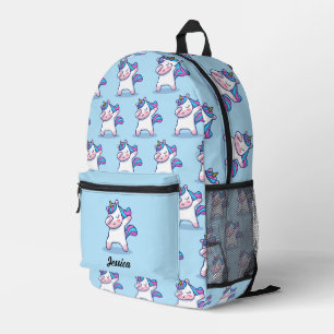 Dabbing Unicorn Pattern Custom Name Printed Backpack