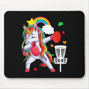 Dabbing Unicorn Playing Disc Golf Funny Player Coa Mouse Pad