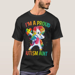 Dabbing Unicorn Proud Autism Aunt Autism Awareness T-Shirt