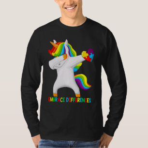 Dabbing Unicorn Puzzle Embrace Differences Autism T-Shirt