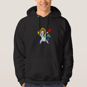 Dabbing Unicorn Puzzle Kids Autism Awareness Month Hoodie