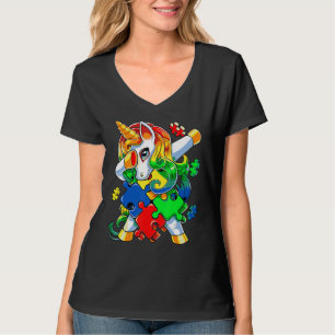 Dabbing Unicorn Puzzle Piece Autism Awareness Cute T-Shirt