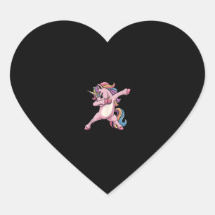 Dabbing Unicorn Rainbow Hair Fun Unicorn Kids Girl Heart Sticker