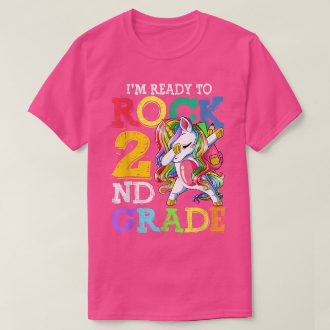 Dabbing Unicorn Ready To Rock 1st Grade School Fun T-Shirt (Design Front)