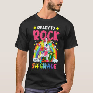 Dabbing Unicorn Ready To Rock 5th Grade Back To Sc T-Shirt