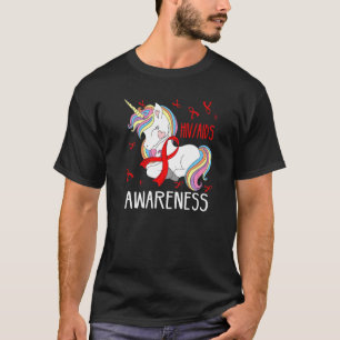 Dabbing Unicorn Red Ribbon Hiv Aids Awareness Supp T-Shirt