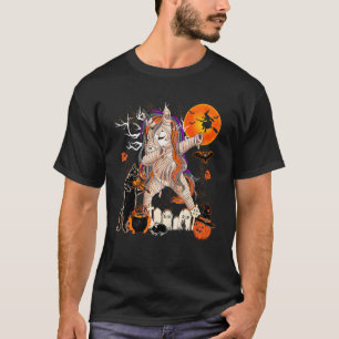 Dabbing Unicorn Scary Mummy Halloween Cat Playing  T-Shirt