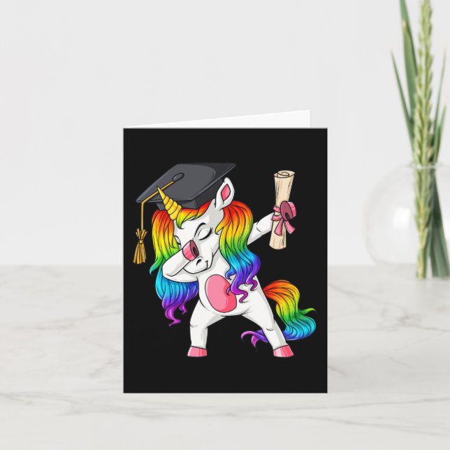 Dabbing Unicorn School Graduation Dab Girls Kids T Card (Front)