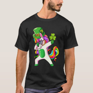 Dabbing Unicorn Shamrock Happy St Patricks Day Ire T-Shirt