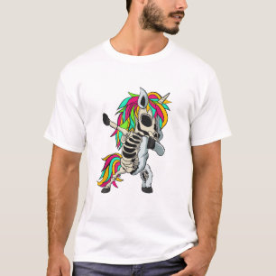 Dabbing Unicorn Skeleton Halloween T-Shirt