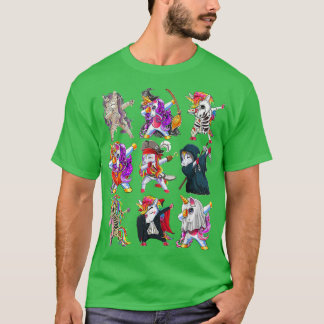 Dabbing Unicorn Skeleton Zombie Pumpkin Mommy Hall T-Shirt