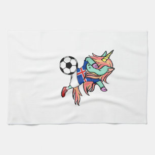 Dabbing Unicorn Soccer Iceland Jersey Icelandic Fo Tea Towel
