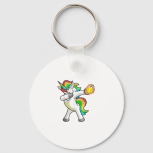 Dabbing Unicorn Softball Player Funny Dab Dance Ra Key Ring