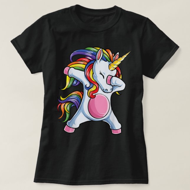 Dabbing Unicorn T Girls Kids Rainbow Unicorns 966 T-Shirt (Design Front)