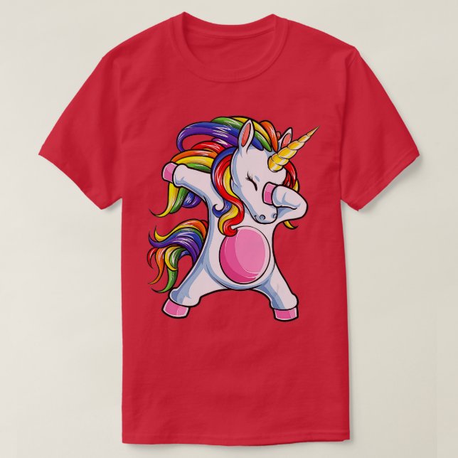 Dabbing Unicorn T  Girls Kids Women Rainbow Unicor T-Shirt (Design Front)