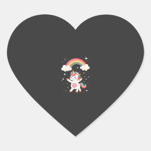 Dabbing Unicorn T Shirt - Funny Dab Dance Rainbow  Heart Sticker