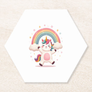 Dabbing Unicorn T Shirt - Funny Dab Dance Rainbow  Paper Coaster