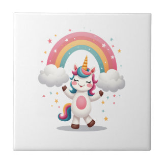 Dabbing Unicorn T Shirt - Funny Dab Dance Rainbow  Tile