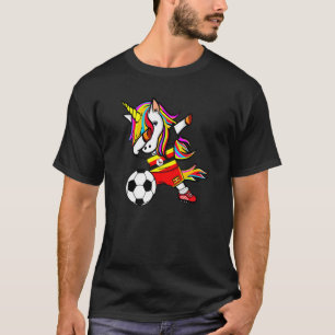 Dabbing Unicorn Uganda Football  Ugandan Flag Socc T-Shirt
