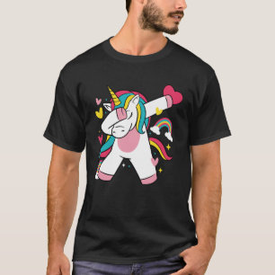Dabbing Unicorn Valentine Hearts Valentine's Day T-Shirt