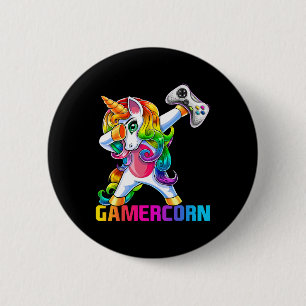 Dabbing Unicorn Video Game Controller Gamer Girl  6 Cm Round Badge