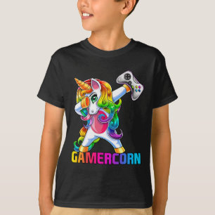 Dabbing Unicorn Video Game Controller Gamer Girl T-Shirt