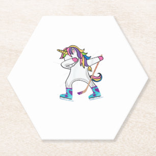 Dabbing Unicorn With A Hockey Stick Unicorn Sports Paper Coaster