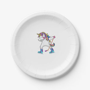 Dabbing Unicorn With A Hockey Stick Unicorn Sports Paper Plate