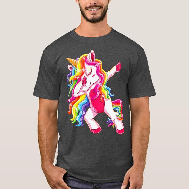 Dabbing Unicorn With Long Hair tee - Unicorn Dab (Front)