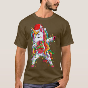 Dabbing Unicorn Xmas Lights Santa Unicorn Christma T-Shirt