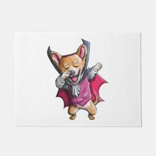 Dabbing Vampire Corgi Cute Halloween Corgi Funny Doormat
