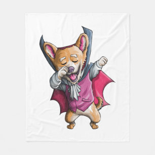 Dabbing Vampire Corgi Cute Halloween Corgi Funny Fleece Blanket