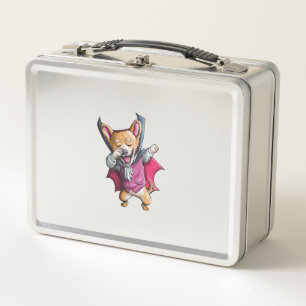 Dabbing Vampire Corgi Cute Halloween Corgi Funny Metal Lunch Box