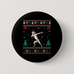Dabbing Whippet Dog Santa Hat Boys Girls Kids Chri 6 Cm Round Badge