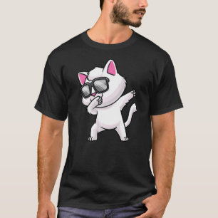 Dabbing White Cat With Sunglasses Animal T-Shirt