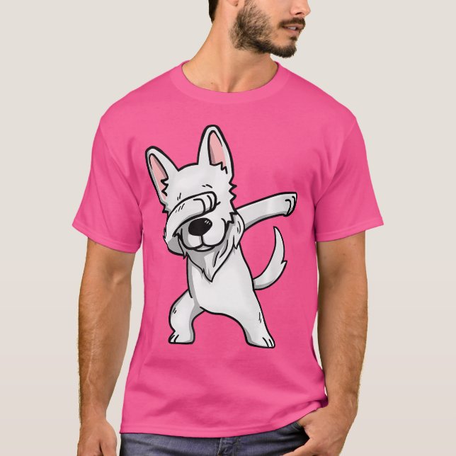 Dabbing White German Shepherd Dab Dance T-Shirt (Front)