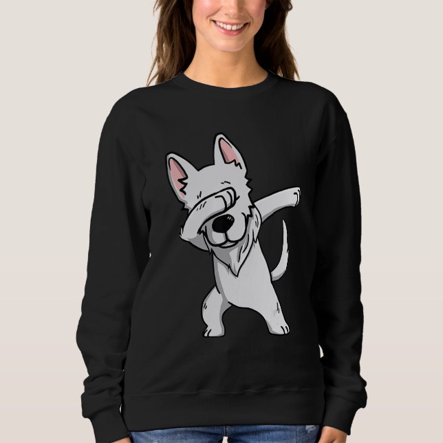 Dabbing White German Shepherd Dog Dab Dance Sweatshirt (Front)