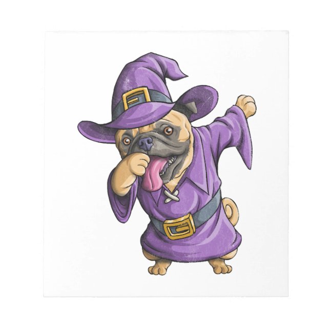 Dabbing Witch Pug Cute Halloween Pugs Funny Dab Notepad (Front)
