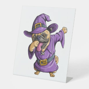 Dabbing Witch Pug Cute Halloween Pugs Funny Dab Pedestal Sign