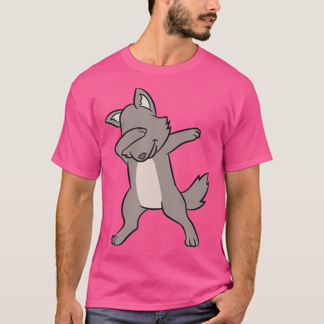 Dabbing Wolf Funny Wolf Lover Cute Wolves T-Shirt (Front)